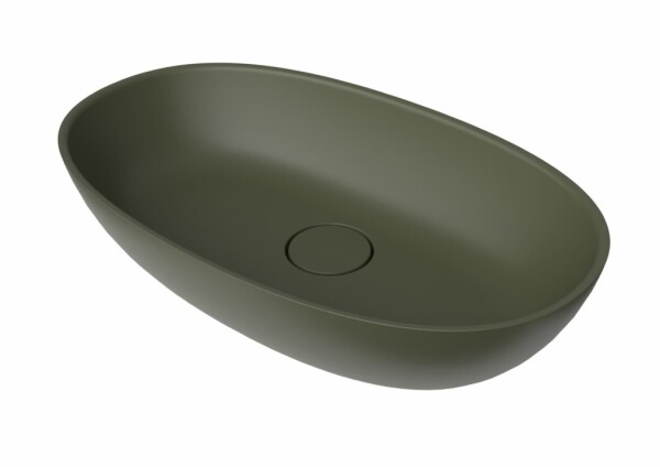 Umyvadlo na desku SAT Aula 60x36 cm zelená mat bez otvoru pro baterii, bez přepadu SATAU6036G SATAU6036G