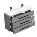 Koupelnová skříňka s černou úchytkou a umyvadlem SAT Cube Way 120x76,5x40 cm beton mat CUBE2C1203BE CUBE2C1203BE