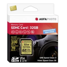 AgfaPhoto SDHC Professional 32GB / R:100 MB/s / W:70 MB/s / Class V30 (10605)