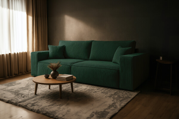 FRONTI Pohovka FIERRO - tmavězelená - manšestr - LINCOLN 39 22656