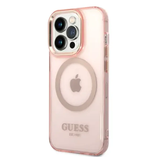 Pouzdro Guess Translucent MagSafe Kompatibilní iPhone 14 Pro Max růžové