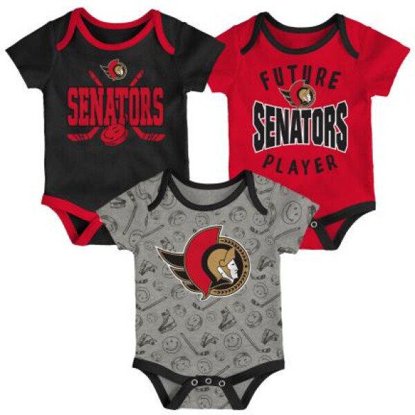 Outerstuff Dětské Body 3v1 Ottawa Senators NHL Full Strength Ss Creeper Set Velikost: Batole 0-3 Měsíce