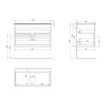 AQUALINE - PANEDA STRIP umyvadlová skříňka 99,5x55x45,2cm, dub emporio PN310