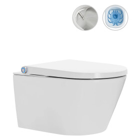 CERANO - WC závěsné s integrovaným elektronickým bidetem Cronus Standard, Vortex Rimless 180° + SoftClose sedátko - bílá lesklá - 59,3x38,4 CER-545632