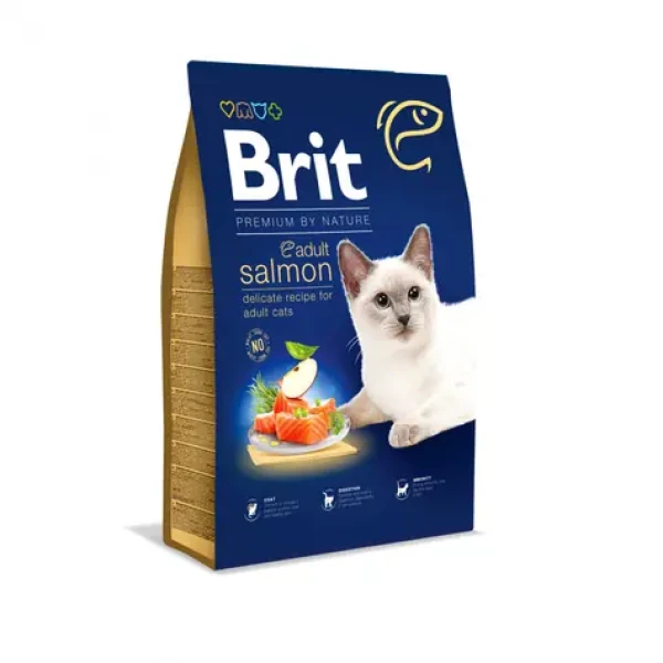 Brit Premium by Nature Cat Adult Salmon 8 kg / Prémiové krmivo / pro dospělé kočky (8595602553211)