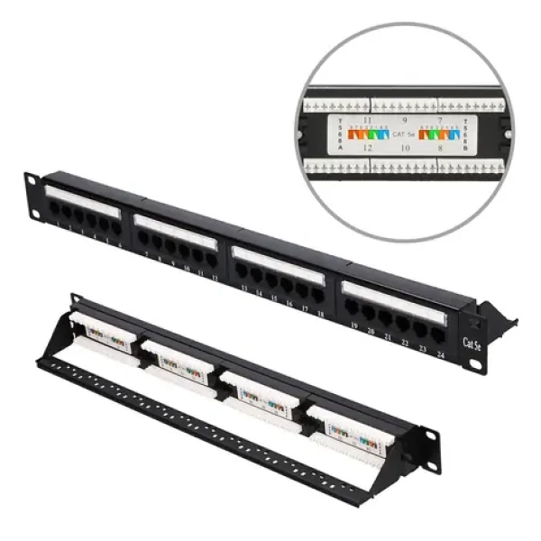 Extralink CAT5E UTP V2 černý / Patch panel / 24 portů / 1U / RJ45 (EX.9809)