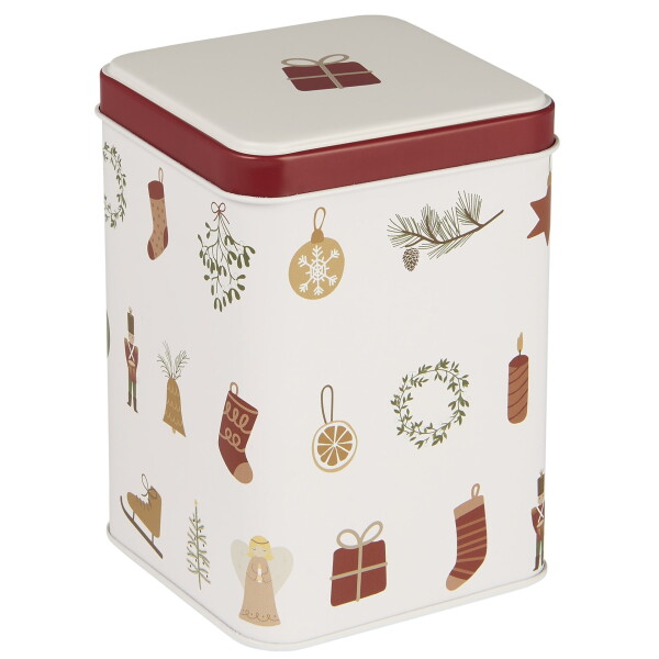 Ib Laursen Plechová dóza My Nostalgic Christmas, červená barva, kov