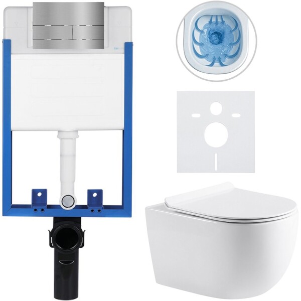CERANO - Kompletní WC set Profi/Felci - bílá lesklá - WC tlačítko Line/Tmavě šedá - pro zazdění - 52,5x36 CER-8050BD84326