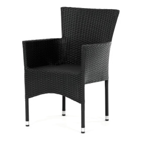 Židle zahradní, černý umělý ratan, kov, stohovatelná.