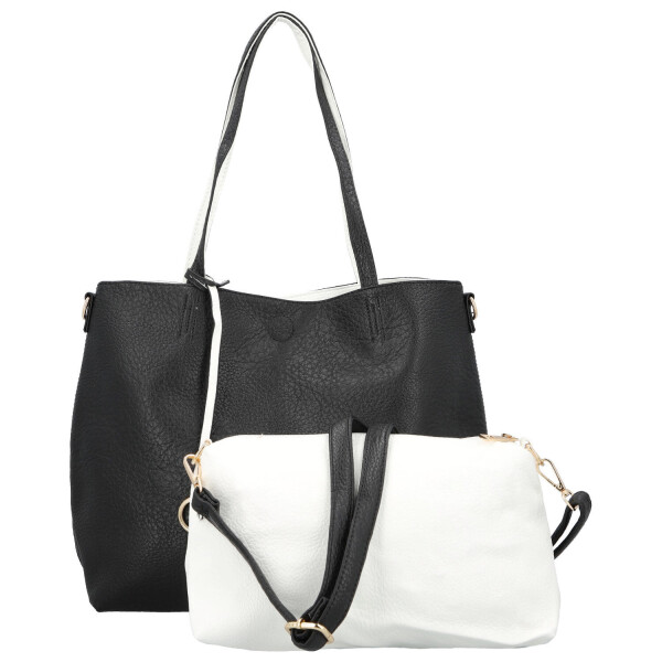 Módní koženkový set kabelek Maricela, černo-bílý