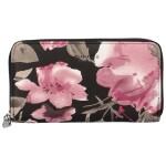 Pouzdrová dámská koženková peněženka Flowers, černá