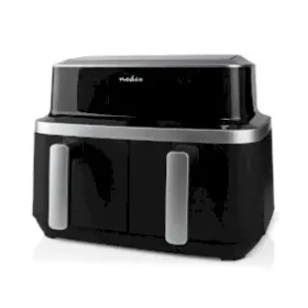 Nedis KAAF320BK černá / Horkovzdušná fritéza / 2x 4.2 l / 2600 W / Časovač: 60 min / 10 programů (KAAF320BK)