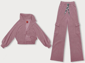Růžový casual komplet s kalhotami typu cargo (AMG-338A) odstíny růžové XL (42)