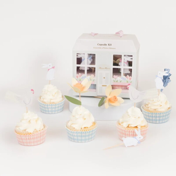Meri Meri Sada na pečení cupcakes Easter Cottage – 24 ks, růžová barva, papír