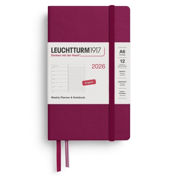 Weekly Planner & Notebook 2026 Pocket (A6) Port Red