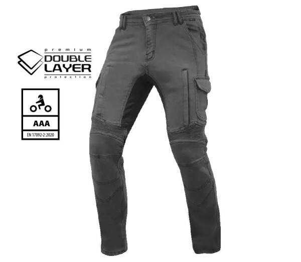 Pánské džíny na moto Trilobite Acid Scrambler doublelayer Aaa grey - 44 / šedá