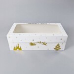 Dortisimo Vánoční krabice na cukroví bílo-zlatá nepromastitelná (40 x 20 x 13 cm)