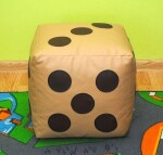 FRONTI Dětský taburet KOSTKA 35 cm - tmavěbéžová + čokoláda