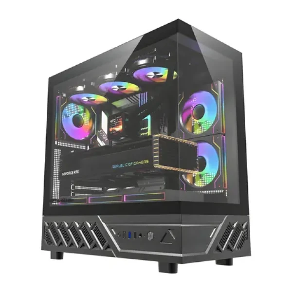 DarkFlash DS950 černá / Skříň / ATX / 6x ventilátor 120mm / USB-C 3.2 Gen 2 / 270° panel / bez zdroje (DS950 BLK +6F)