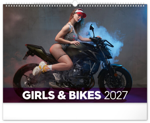Nástěnný kalendář Girls & Bikes 2027, 48 x 33 cm