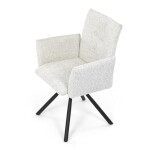 Židle jídelní, krémová látka, černý kov, otočný mechanismus 90°/90° (L/P) - funkce reset