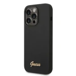 Pouzdro Guess Liquid Silicone Metal Logo iPhone 14 Pro Max černé