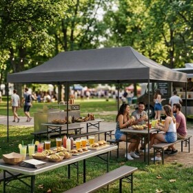 Samorozkládací párty stan se stěnami v různých barvách 3 x 6 m Šedá