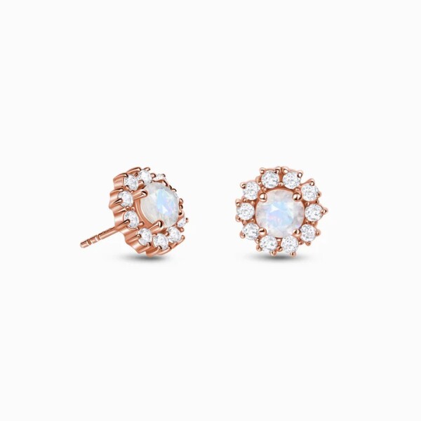 Royal Fashion náušnice 14k zlato Vermeil GU-DR23079E-ROSEGOLD-MOONSTONE-TOPAZ
