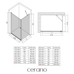 CERANO - Sprchový kout Antelo L/P - 6 mm - černá matná, transparentní sklo - 120x100x190 - otočný CER-482236