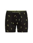 Pánské merino boxerky ICEBREAKER Mens 150 Anatomica Boxers Ski Day, Black/Peridot/Aop velikost: L