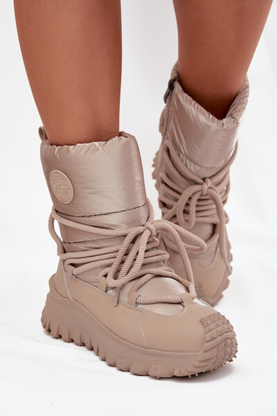 Kožené sněhule na platformě Lee Cooper LCJ-25-12-3663 béžovo-zlaté 39