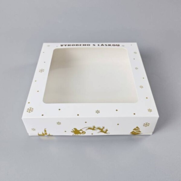 Dortisimo Vánoční krabice na cukroví bílo-zlatá nepromastitelná (20 x 20 x 5 cm)