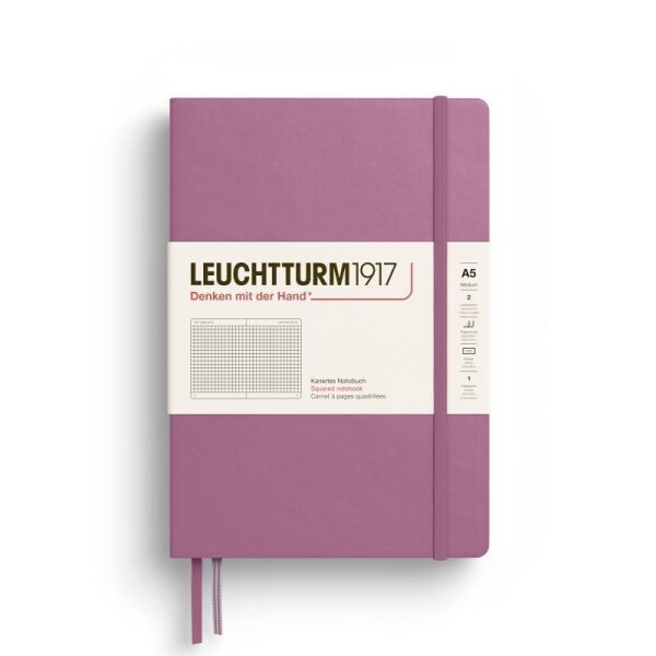 Zápisník Dusty Rose Medium A5 čtverečkovaný