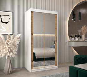 Šatní skříň Abi T3 Barva korpusu: Bílá, Rozměry: 100 cm, Dveře: Dub artisan