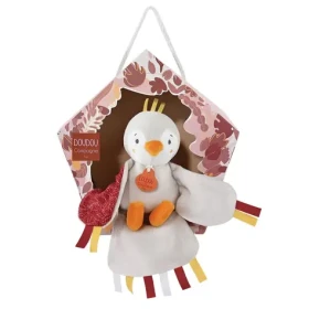 Doudou Dárková sada - hudební Plyšová hračka ptáček červený 23 cm