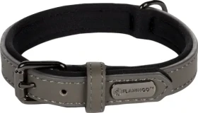 Flamingo Binti Kožený obojek s neoprenem šedá XS/S (FLA-519247)