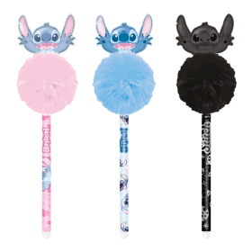 Colorino gumovatelné pero POM - POM, Stitch Fluffy, 12 ks, modrá náplň, displej, mix barev - 12ks