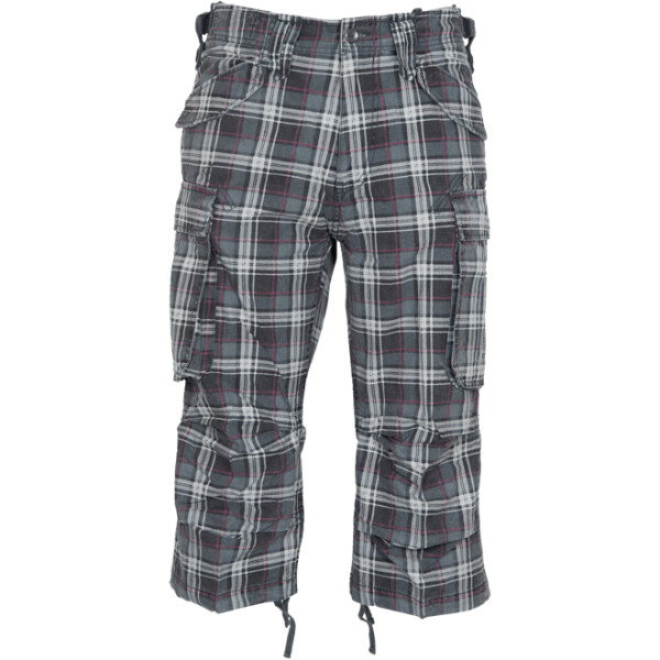 Brandit Kalhoty Industry Vintage 3/4 kostkované šedá | černá | fialová XL