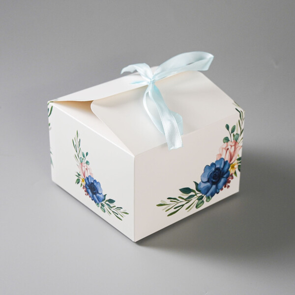 Výslužková krabice se stuhou Blue střední 16,5x16,5x11cm