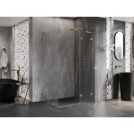 MEXEN/S - Lunar L sprchový kout dveře křídlové pravá 85 x 80, transparent, zlato kartáčovaná 834L-085-080-55-00-P