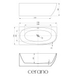 CERANO - Vana akrylátová Livia - volně stojící - asymetrická - levá - bílá lesklá - 170x81x56 CER-978798