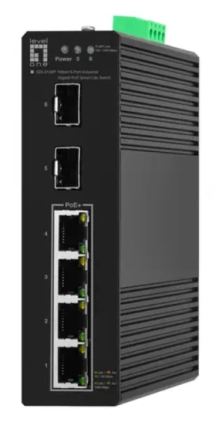 LevelOne Hilbert IGS-2106P / Průmyslový switch / Managed / 4x GE PoE+ / 2x SFP / 68W PoE / DIN (IGS-2106P)