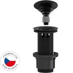 CERANO Umyvadlová výpusť - 5/4“ click-clack s přepadem - neuzavíratelná - plast - 67/82mm - černá matná