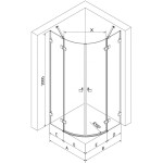 MEXEN/S - Lunar sprchový kout čtvrtkruh křídlový levá 100 x 90 cm, transparent, grafit kartáčovaná 833-100L-090P-66-00