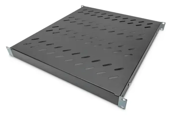 Digitus Police do racku 1U černá / Rack police 19” / Hloubka 500-780 mm / Nosnost 50 kg / Ocel (DN-97647)