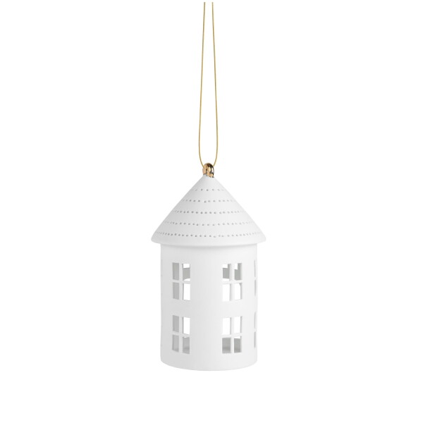 Räder Závěsný svícen domeček Round 16 cm, bílá barva, porcelán