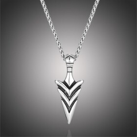 Pánský náhrdelník Ódinovo kopí - GUNGNIR - symbol VALKNUT, Stříbrná 60 cm
