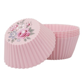 GREEN GATE Silikonové formičky na muffiny Clara White – 6 ks, růžová barva, plast