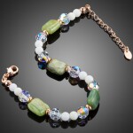 Náramek Swarovski Elements Ravenna, Zelená 17 cm + 4 cm (prodloužení)