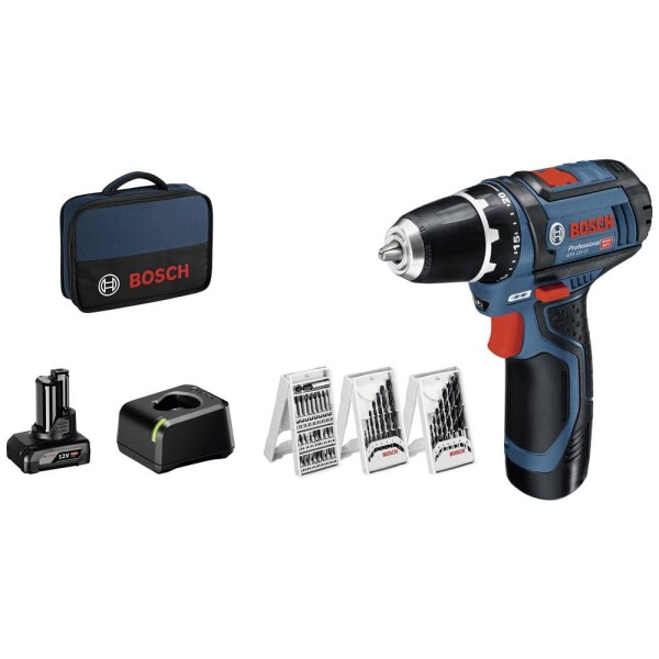 Bosch Professional GSR 12V-15 aku vrtací šroubovák 12 V, 2 Ah, 4 Ah Li-Ion, 0615990G6L, vč. 2x aku, vč. nabíječky, vč. příslušenství, taška